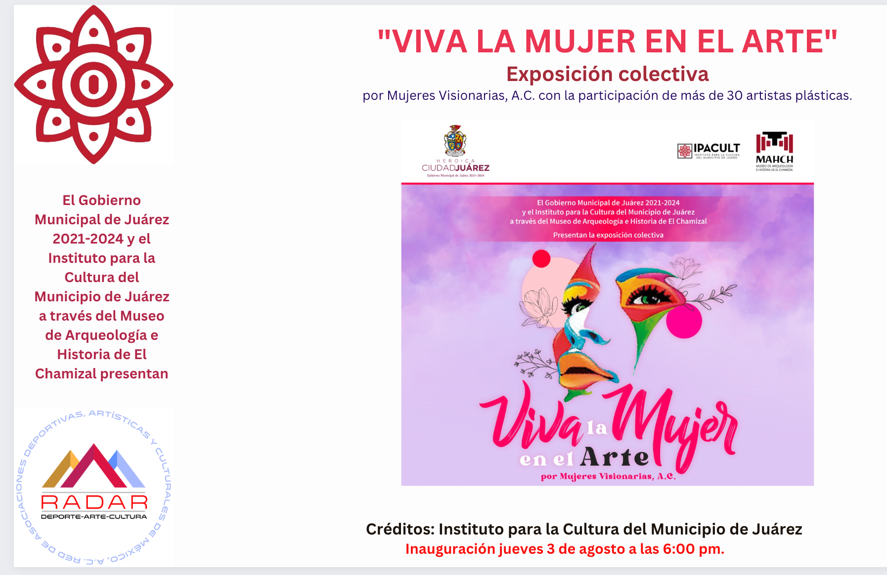 “viva La Mujer En El Arte” Por Mujeres Visionarias Ac Con La Participación De Más De 30